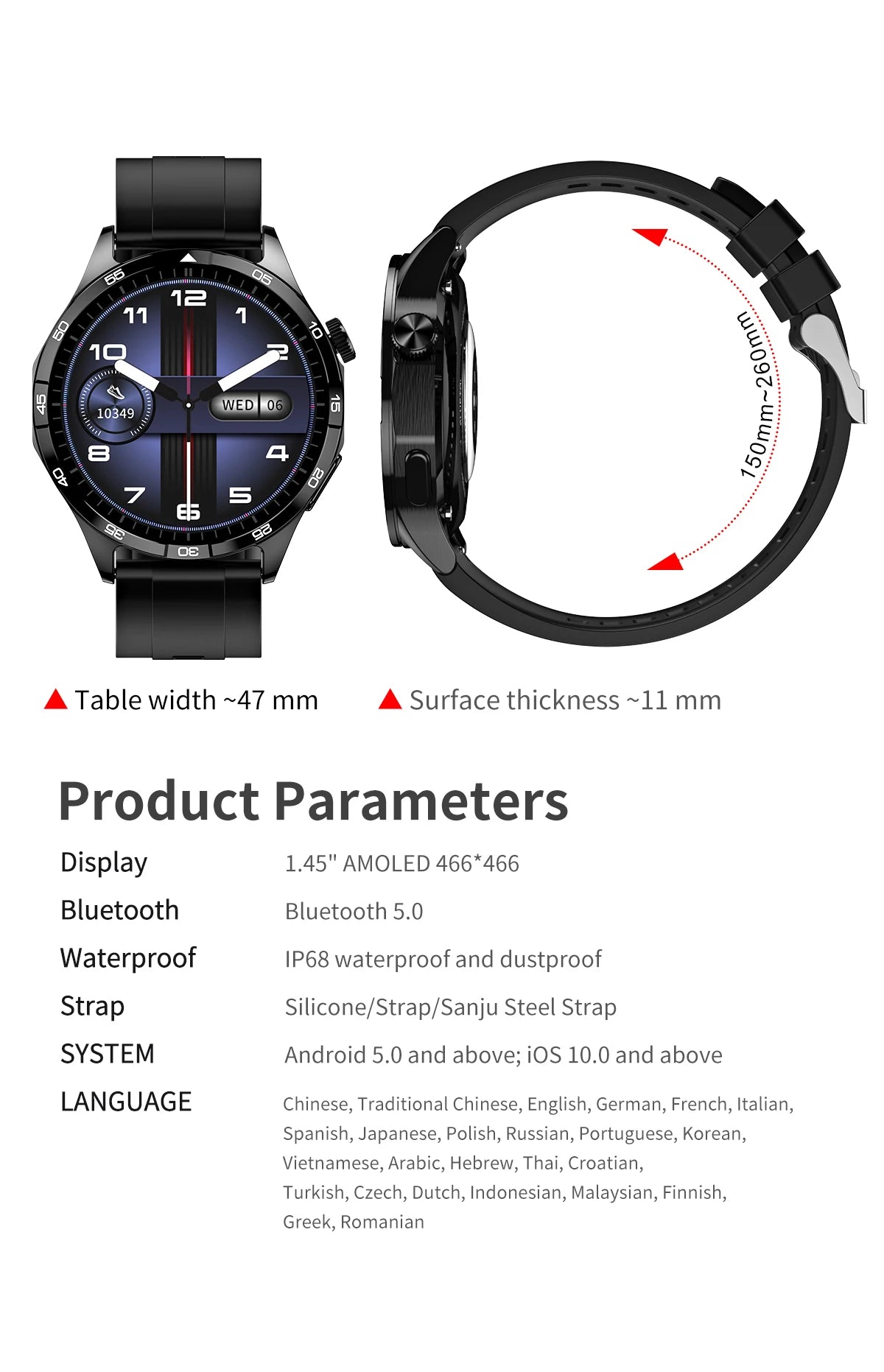 For Huawei AMOLED Smart Watch Men GT4 Sport Smart watches For Men Woman Bluetooth Call Heart Rate IP68 Waterproof 2024 NEW