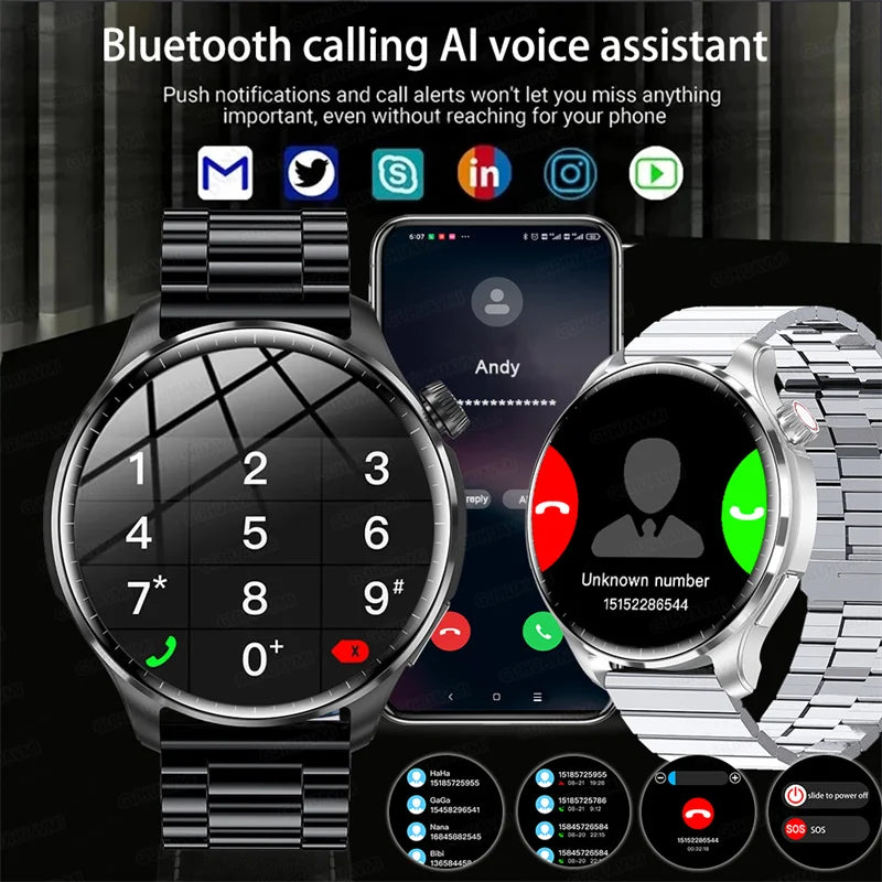 Men Smart Watch AMOLED Bletooth Call NFC Compass GPS Track Sport Watch Blood Sugar Women Smartwatch For Apple Samsung 2024 Man