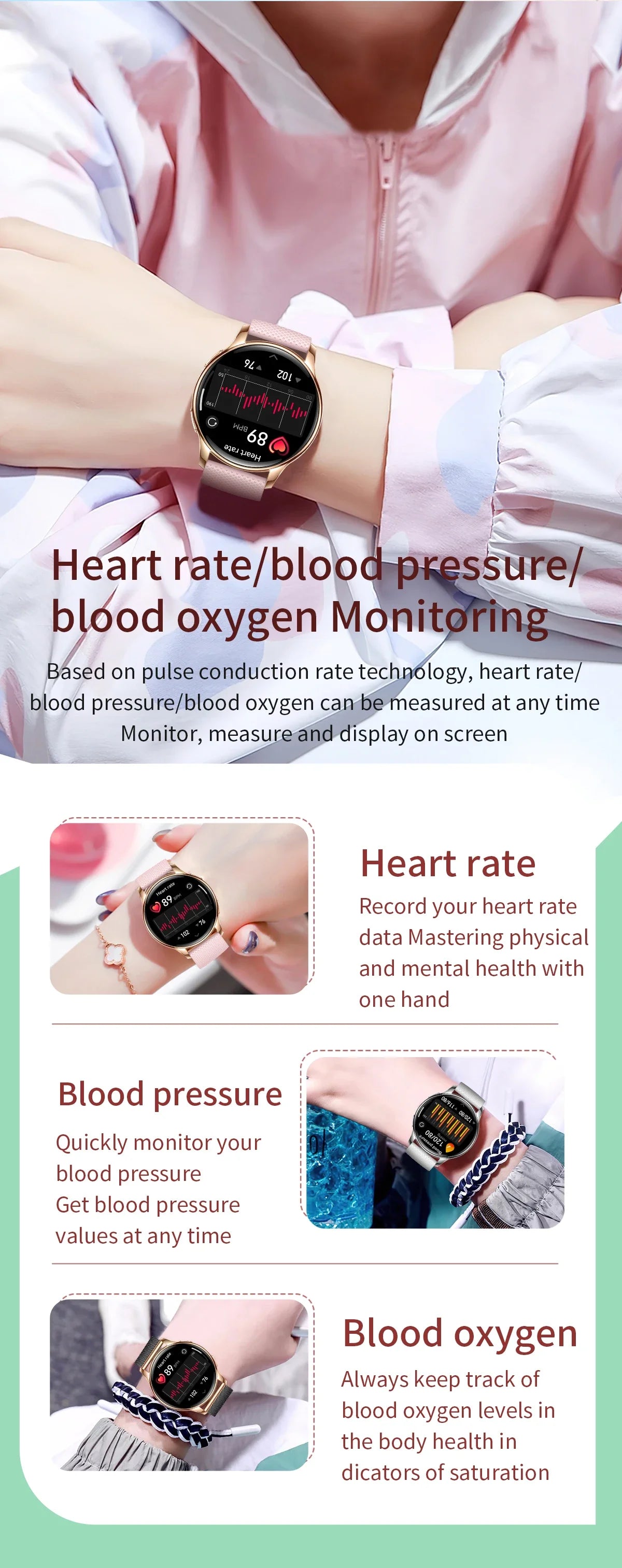 2024 New Bluetooth Call Smart Watch Women Men 1.32 " AMOLED 466*466 HD Pixel Display Heart Rate Blood Pressure Smartwatch Woman