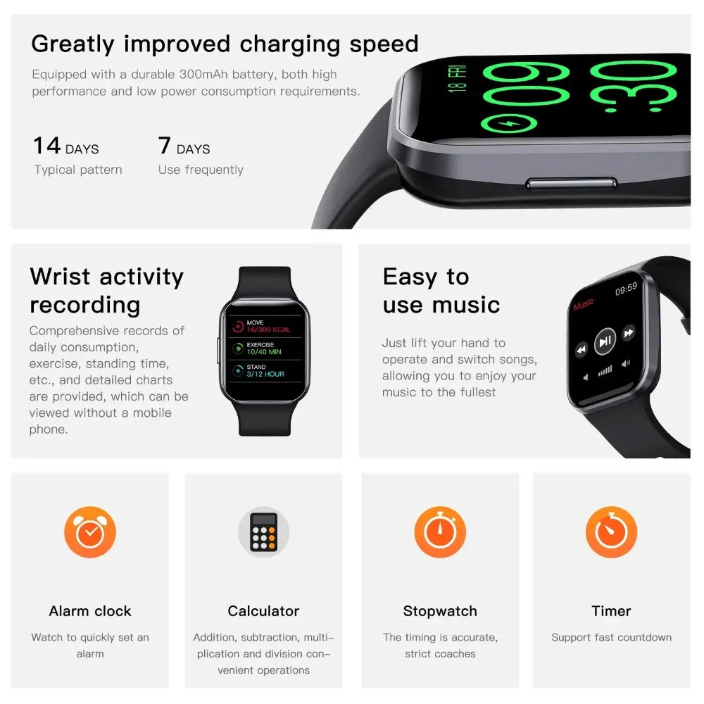 2024 Luxury Smart Watch Men Fitness Monitor Waterproof Sport Smartband Wrist Smartwatch for Women Xiaomi Huawei PK Amazfit GTR 4