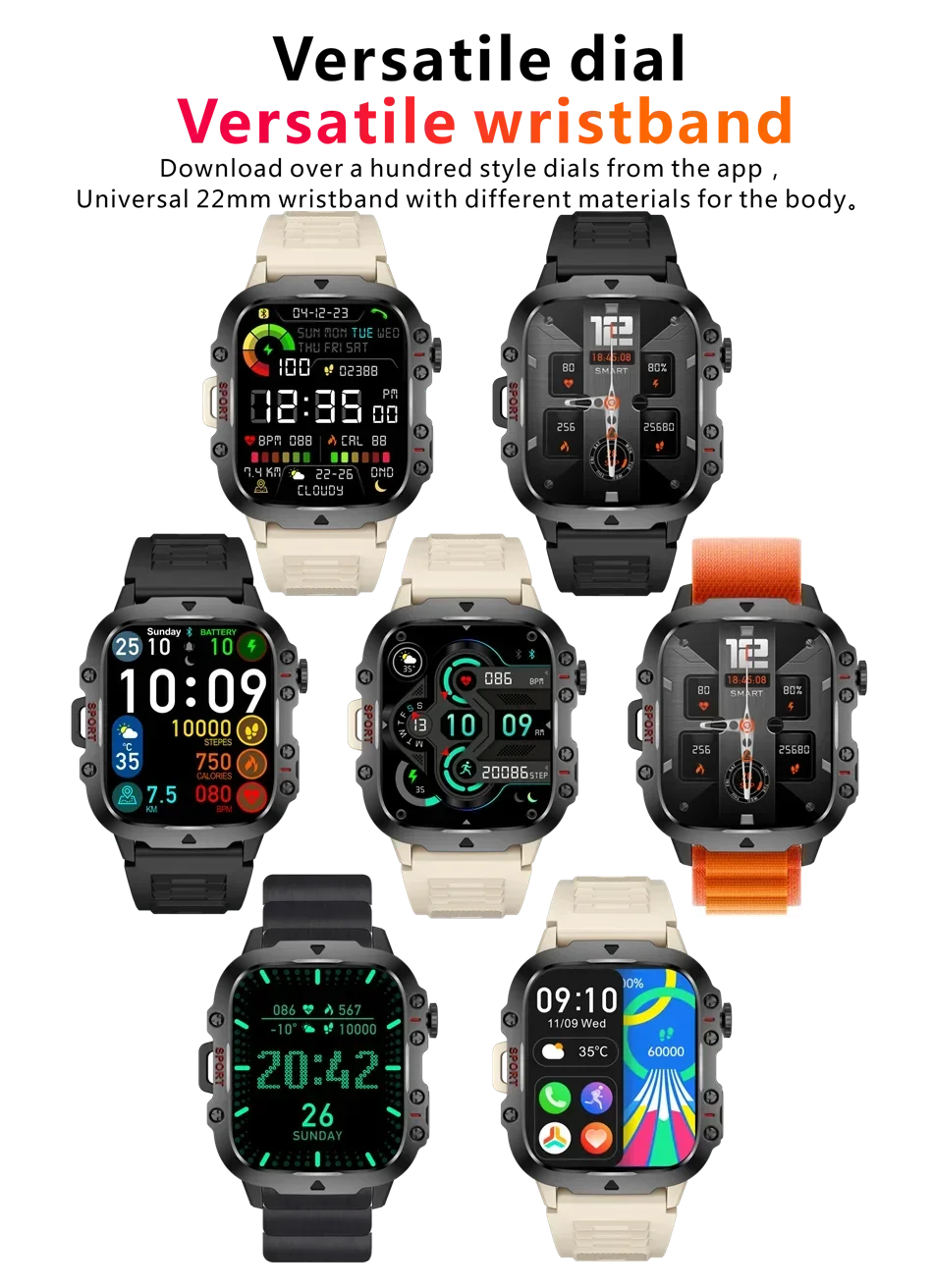 2024 New Rugged Military GPS Smart Watch Men AMOLED HD Screen Heart Rate Waterproof Outdoor SmartWatch Bluetooth Call For Xiaomi