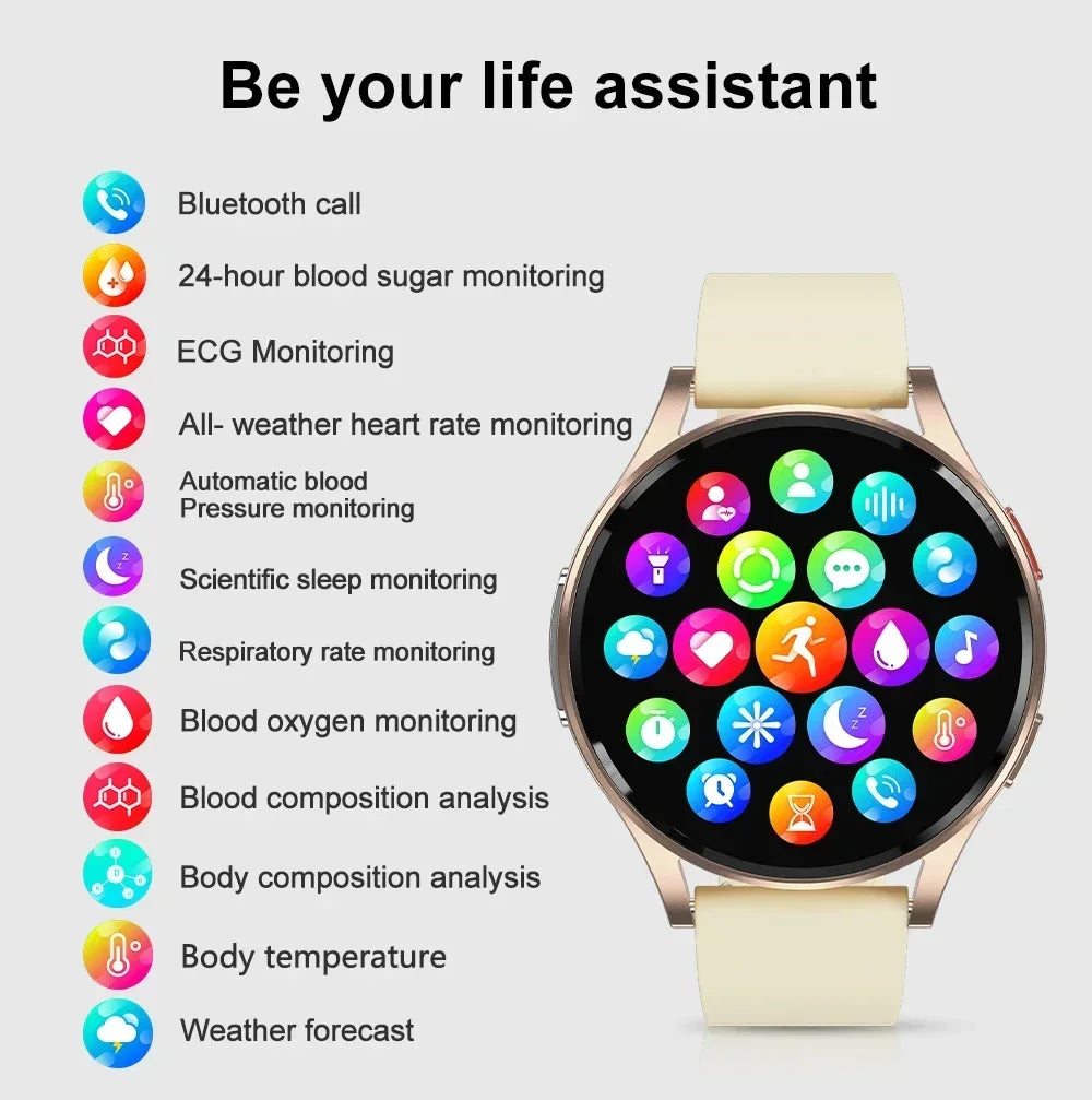 2024 Smart Wristband Blood Lipids Uric Acid Blood Glucose Smart Watch Men Bluetooth call ECG+PPG Fitness Tracker Smartwatch Men