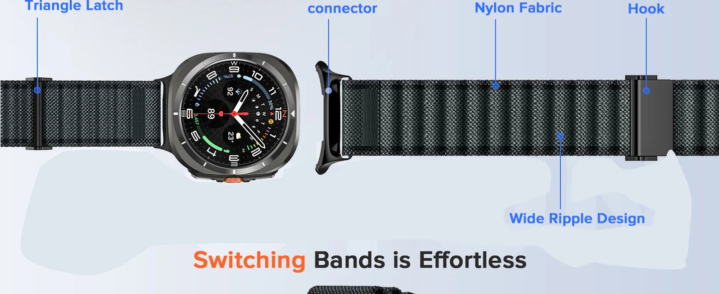 Sport Trail Band For Samsung Galaxy Watch 7 Ultra Strap 47mm accessories Nylon ocean belt bracelet Galaxy watch Ultra band 47 mm