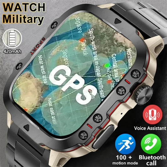 2024 New For Huawei Xiaomi Rugged Military Fitness Smartwatches Men 3ATM Waterproof AI Voice Bluetooth Call Outdoor Smartwatch