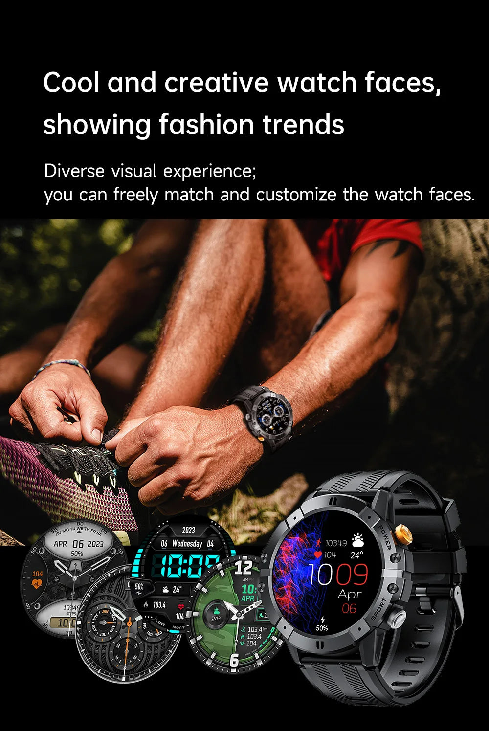 NEW Outdoor Sports Smart Watch Bluetooth Call Smartwatch Fitness Tracker Clock IP68 Waterproof Watches for Men IOS Android 2024