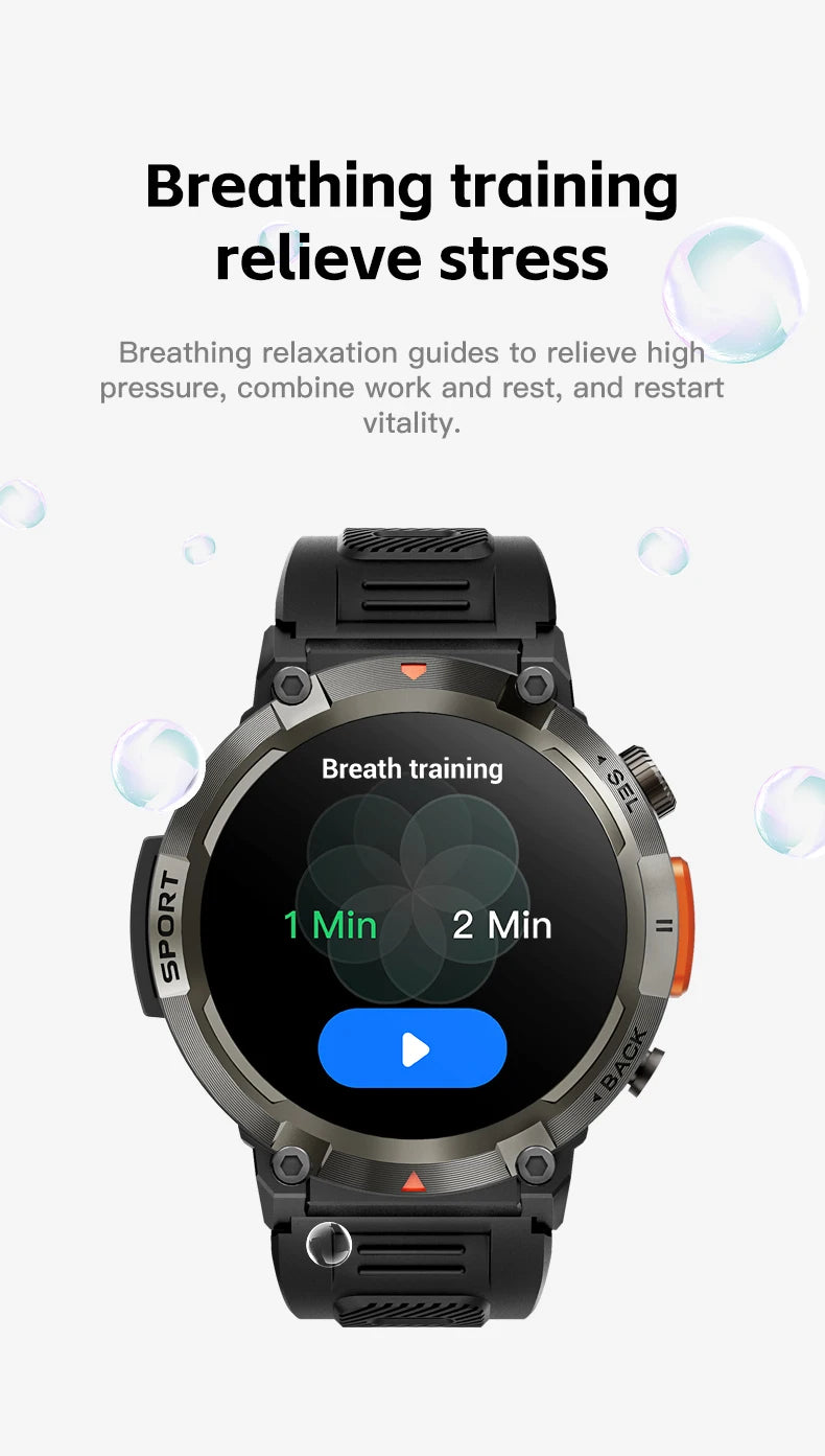 XLJBL 2024 Outdoor Smartwatch For Huawei Xiaomi GT4 Pro Watch Men Blood Pressure Health 100+Sports Bracelet With LED Flashlight