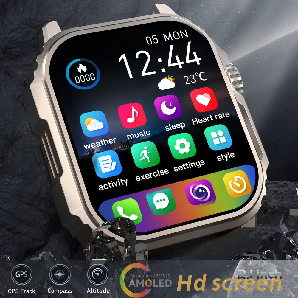 2024 New Smart Watch Men 485*520 HD Screen Compass GPS Sports Tracking Fitness Watch AI Voice Bluetooth Call SmartWatch Women