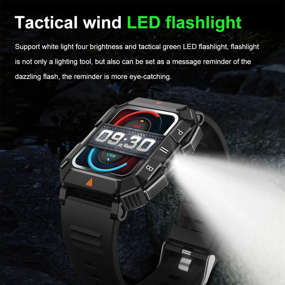 2024 New GPS Track Smartwatch Men Outdoor LED Light 1.83 Inch Screen Waterproof Heart Rate Fitness Bluetooth Call Smart Watch