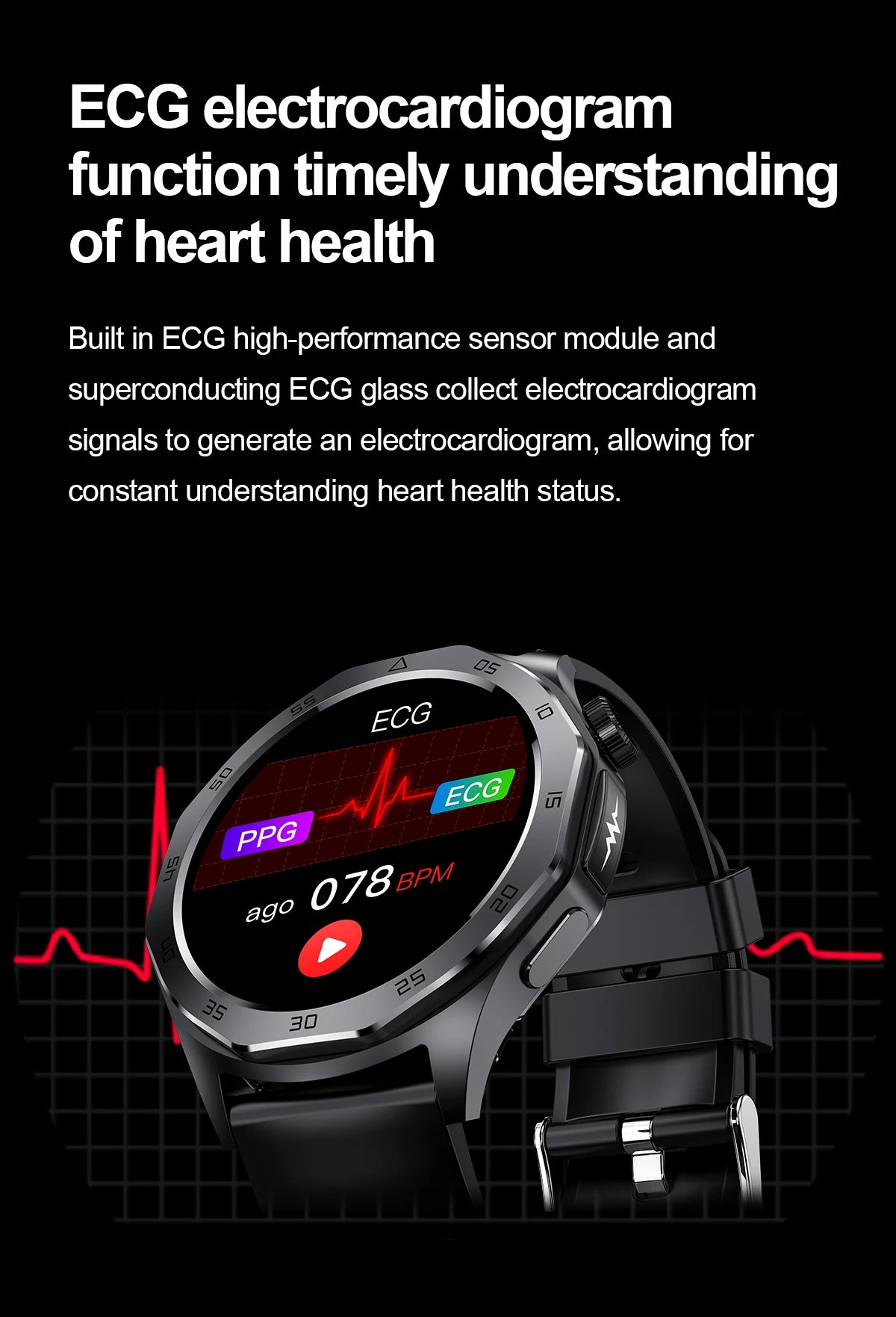 2024 New Medical Grade Smart Watch AI Diagnosi Blood Lipid Uric Acid Body Fat Blood Oxygen ECG+PPG Bluetooth Call Men smartwatch