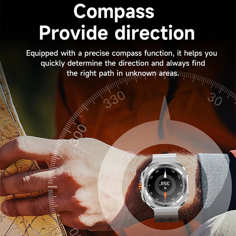 Outdoor GPS NFC Compass 47MM 1.46 Inch HD Screen Smart Watch Men Women GPS Sports Track Bluetooth Call Smart Watch Man 2024 New