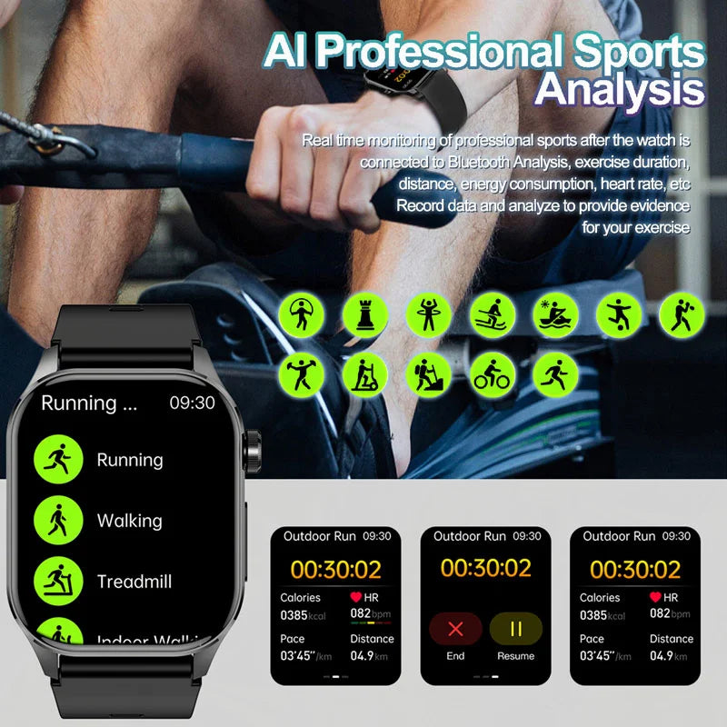 Amoled Ecg Smart Watch Men for Android Xiaomi Ios Watches Blood Glucose Lipid Pressure Sport Health Call Smartwatch 2024 Women