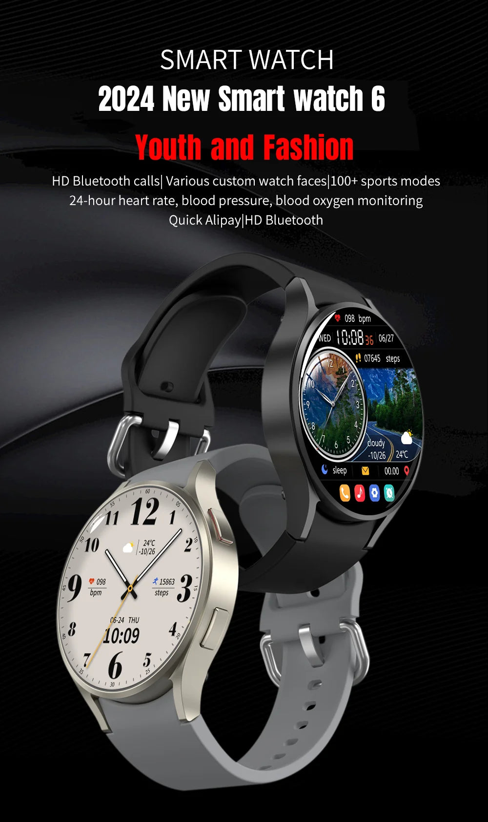 Original Watch 6 NFC Smart Watch Men Voice Call AOD Sport Watches Women GPS Tracker IP67 Waterproof Smartwatch For Huawei Xiaomi