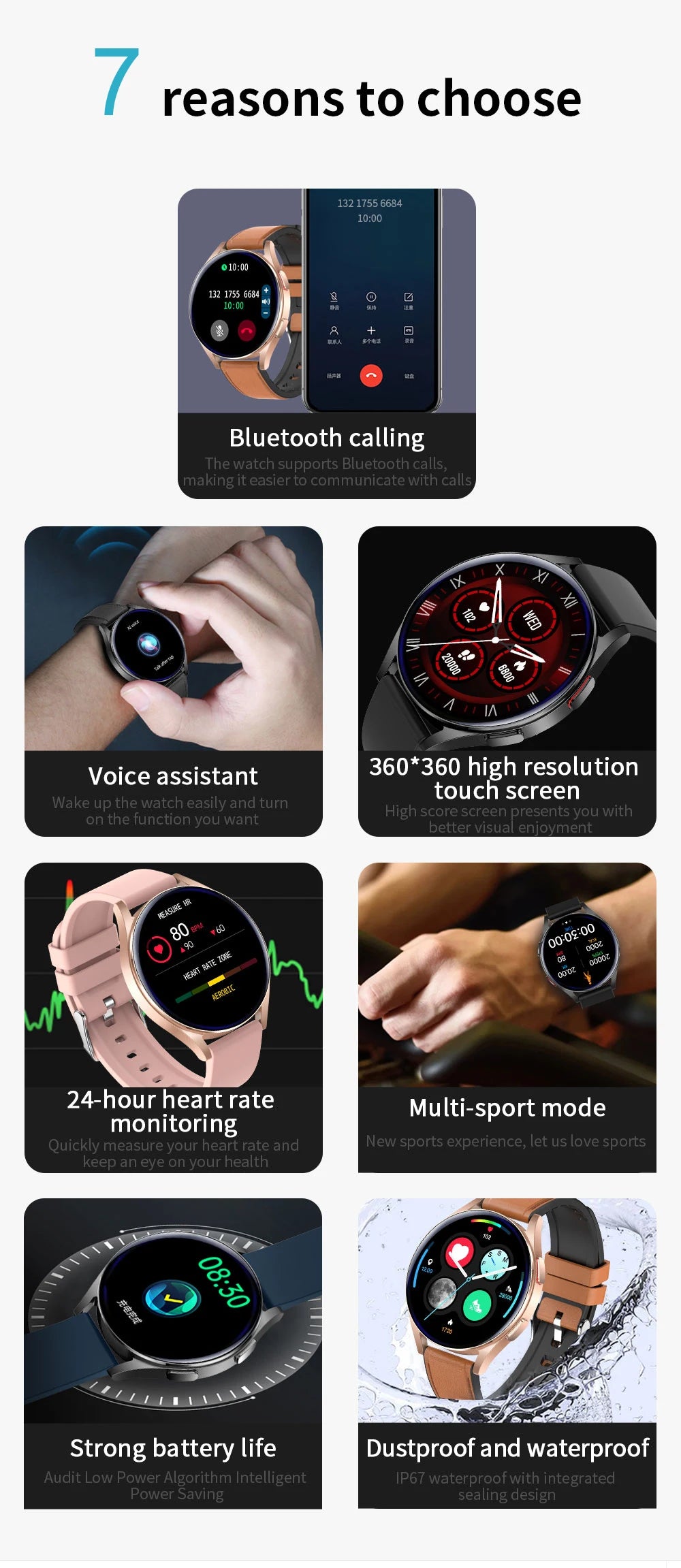 2024 New Smart Watch Men Women for Android IOS Heart Rate Blood Pressure Fitness Tracker Bluetooth Call Women Smartwatch Man