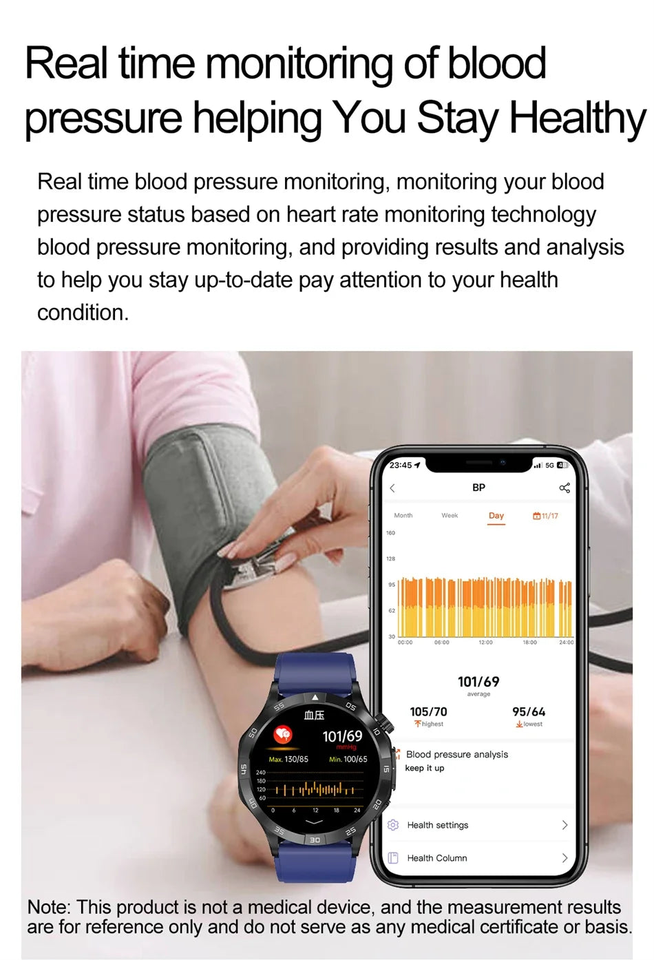 2024 New Blood Sugar Smart Watch Health Blood Lipid Uric Acid Monitor Sports Watch Smart ECG+PPG Bluetooth Call Smartwatch Mens