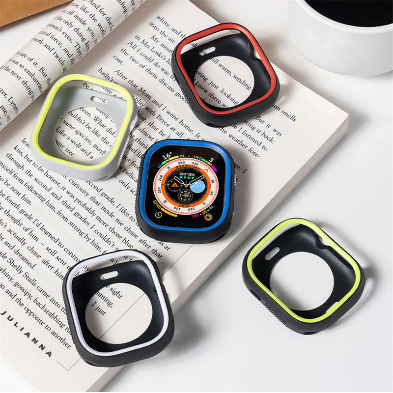 Soft Silicone Case For Apple Watch Ultra 2 49mm Cover For apple watch 8 case 45mm For iWatch Series 9 8SE 49MM 44MM Accessories