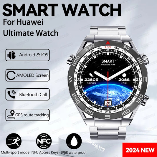 2024 New NFC ECG PPG Bluetooth Call Smartwatch GPS Tracker Motion Bracelet Fitness For Huawei Watch Ultimate Smart Watches Men