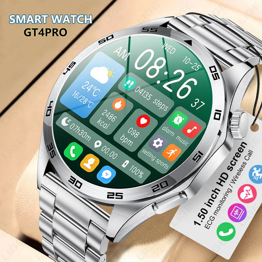 LIGE GT4 Pro Smart Watch Men ECG Health Monitoring Bluetooth Call Sports Fitness Tracker Music Smartwatch 2024 For Android IOS