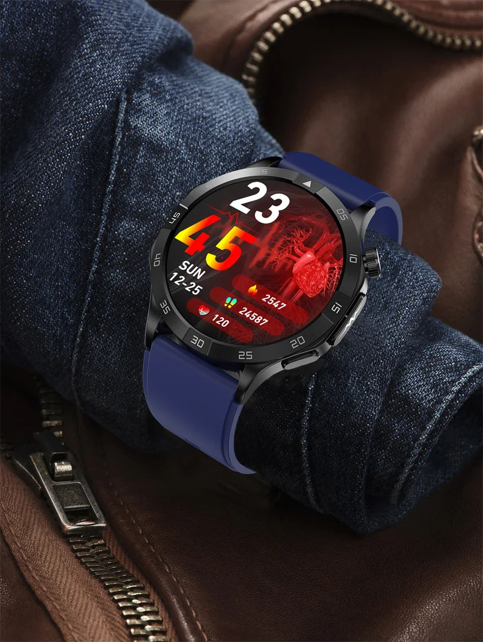 2024 New Blood Sugar Smart Watch Health Blood Lipid Uric Acid Monitor Sports Watch Smart ECG+PPG Bluetooth Call Smartwatch Mens