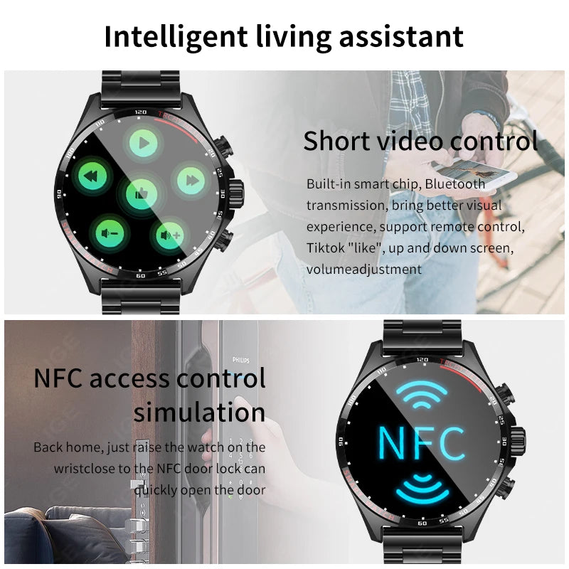 2024 NFC Access Control Compass Positioning Smart Watch Men Waterproof Smartwatch Outdoor Sports Fitness Watch For Android IOS