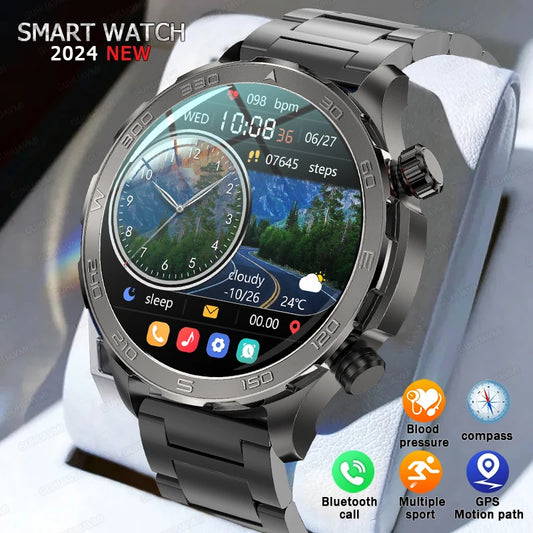 2024 New For Huawei Xiaomi Smart Watch Men AMOLED HD Screen NFC GPS Motion Trail Health Check Bluetooth Call Compass Smartwatch