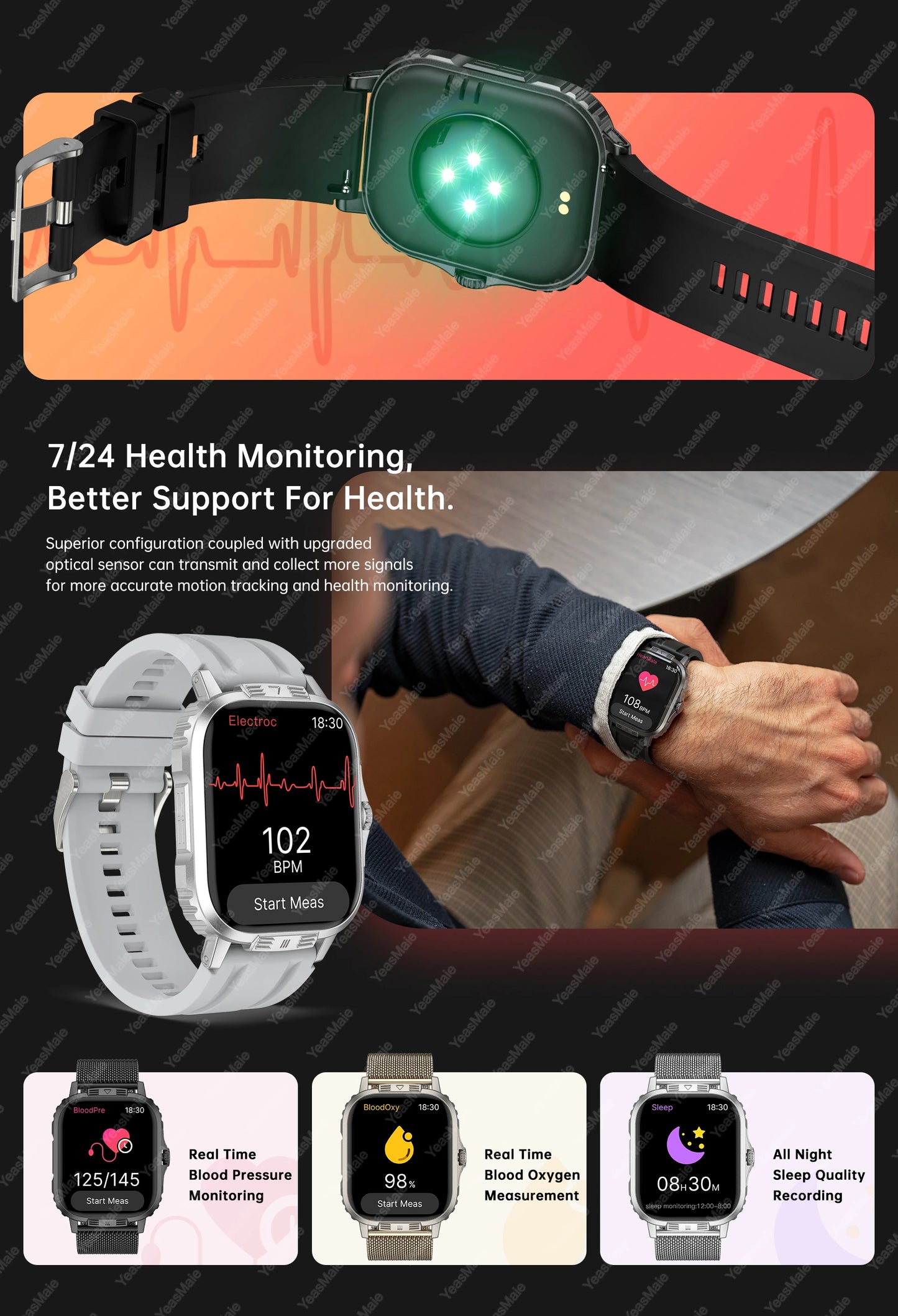 2024 New Smart Watch Bluetooth Call Heart Rate Calculator Smart Island Sport Blood Pressure Monitoring Smartwatchs For Men Women