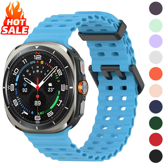 Galaxy Watch Ultra Marine Band Accessories Silicone Sport Bracelet correa For Samsung Galaxy Watch 7 Ultra 47mm Original Strap