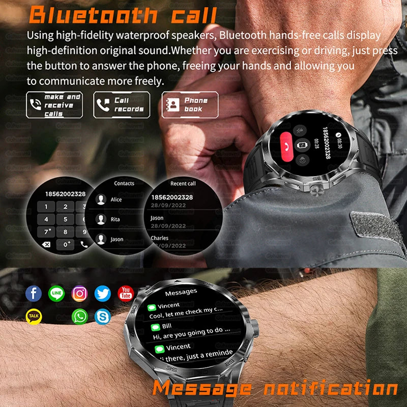 2024 New Men Smart Watch GPS Tracking Outdoor Sports Compass Voice Bluetooth Call Air Pressure 750mAh Battery Health Smartwatch