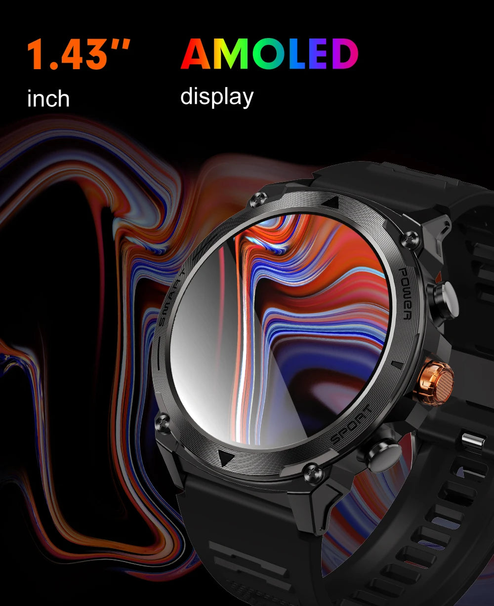 2024 New Men Smartwatch 1.43-inch 466*466 AMOLED HD Screen IP68 Waterproof Bluetooth Call 100+ dial Men Smartwatch For Huawei