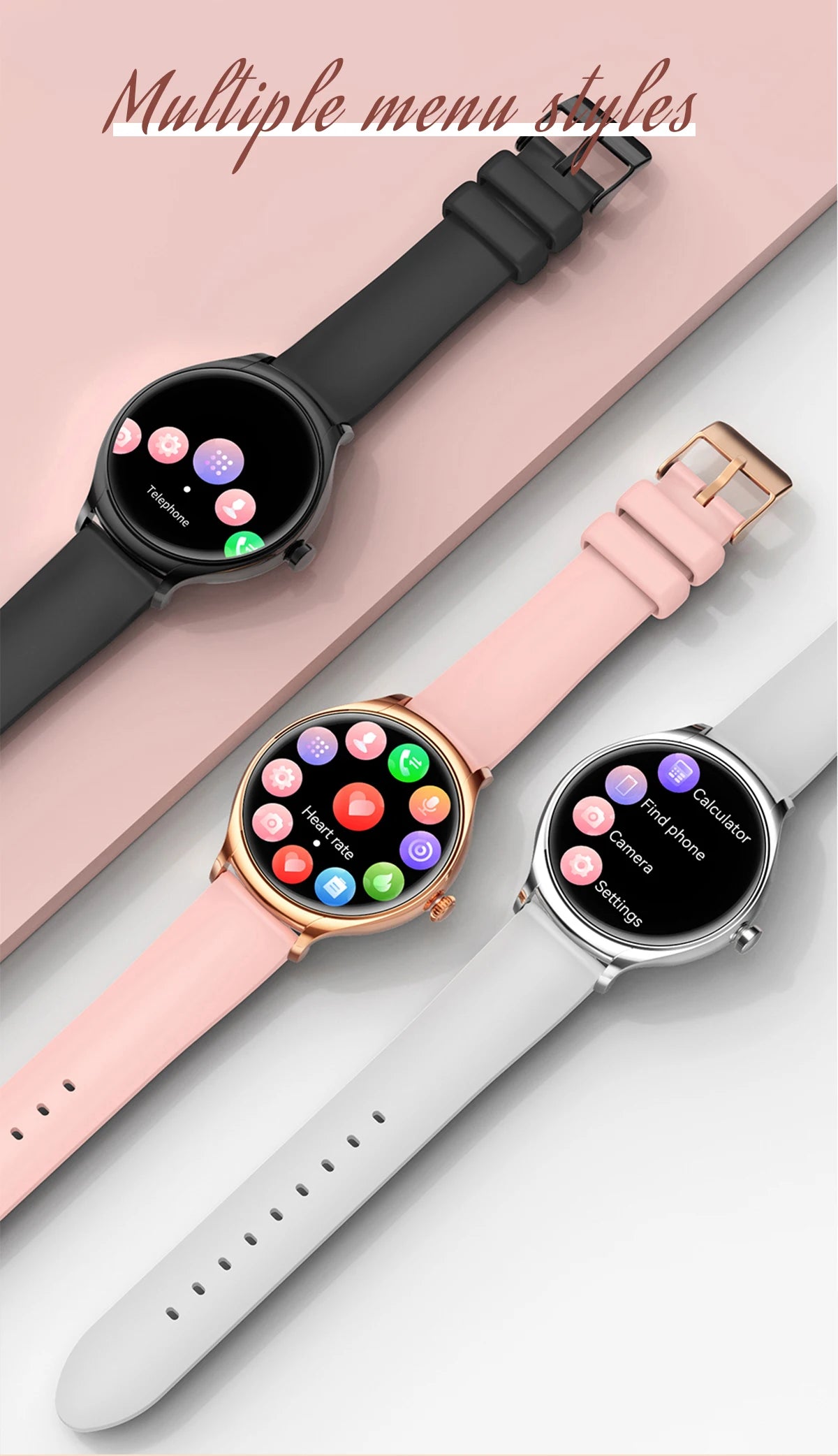 2024 Fashion Smart watches for Women Amoled screen Heart Rate IP68 Waterproof Android Round Shape  Digital BT call smart Watch