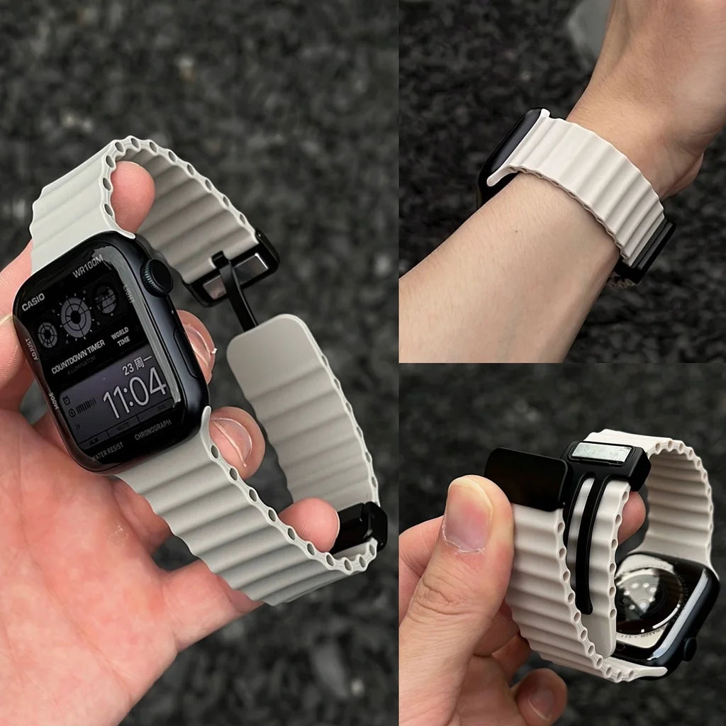 Magnetic Buckle Strap For Apple Watch Band Ultra 2 49mm 45mm 44mm 40mm 41mm 38 42mm Silicone Bracelet iWatch Series 7 6 3 se 8 9