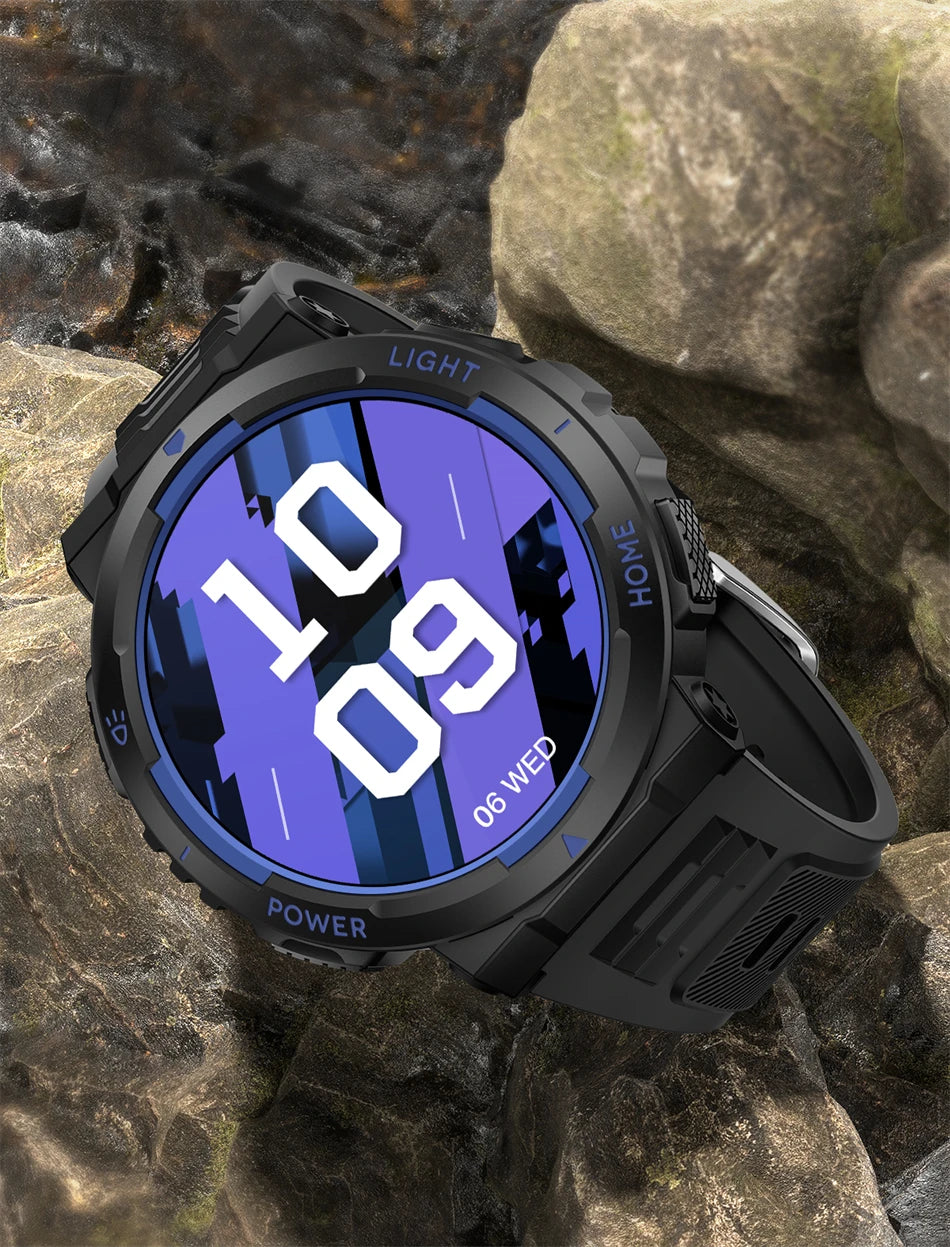 2024 New Rugged Military With LED Flashlight Smart Watch Men Heart Rate Bluetooth Call Waterproof Outdoor SmartWatch For HUAWEI