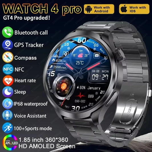 2024 New For HUAWEI Sports Waterproof Smart Bracelet Men Watch GPS NFC Compass 1.85 inch AMOLED Screen Bluetooth Call Smartwatch