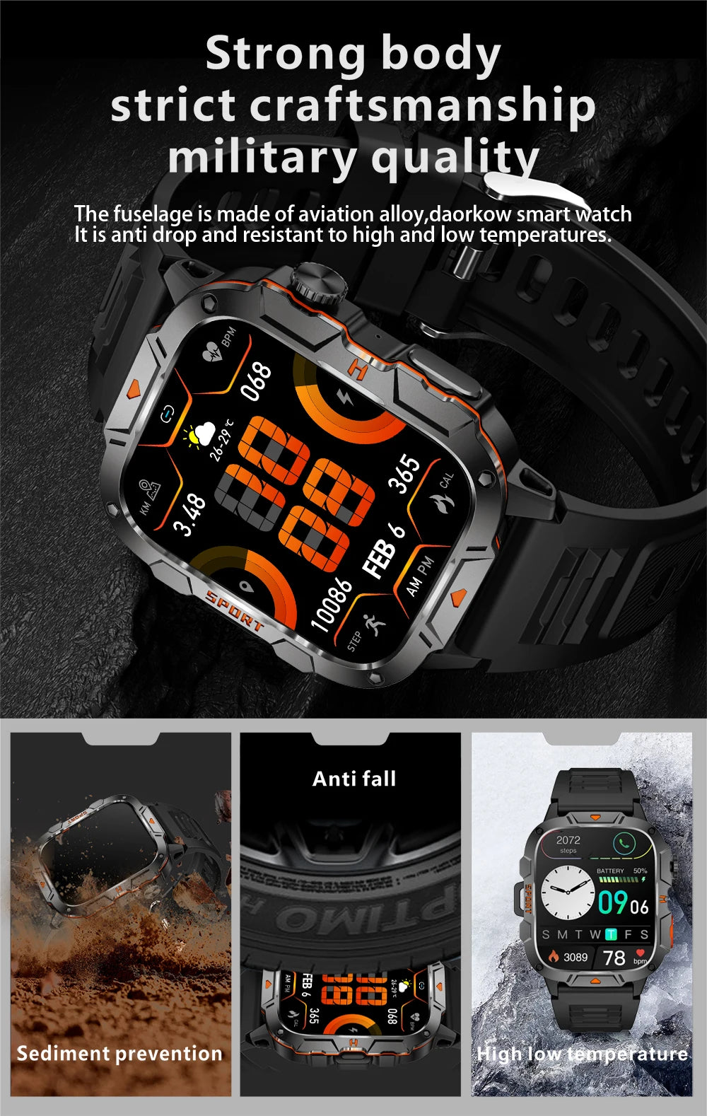 2024 Outdoor Smart Watch Men 2.01" Screen 3ATM Waterproof Watches Bluetooth Call Ai Voice Sport Smartwatch for Android IOS Phone