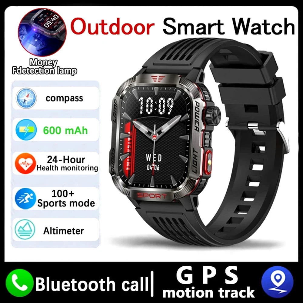 2024 New Outdoor Smartwatch Men Sports Fitness Tracker 2.01-inch IPS IP68 Waterproof Compass Bluetooth Call 600Mah Smartwatch