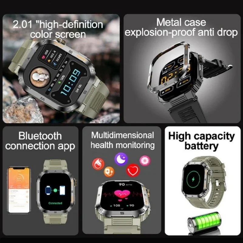 2024 New Men Outdoor Military Smartwatch GPS Track Bluetooth Call 400Mah Sports Fitness Tracker Health Monitor Men Smartwatch