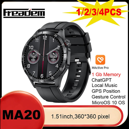 2024 Microwear MA20 Smart Watch 1.5inch Round Screen 1GB Local Music Compass Photo Album GPS Women Men Smart Watch