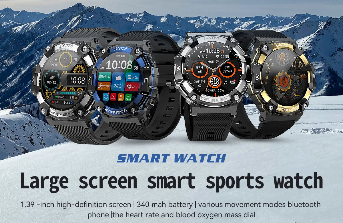 2024 New Smartwatch 1.39'' 5ATM IP68 Waterproof Clock Anti-fall Explosion Proof Wristwatch BT Call Men Outdoor Sport Smart Watch