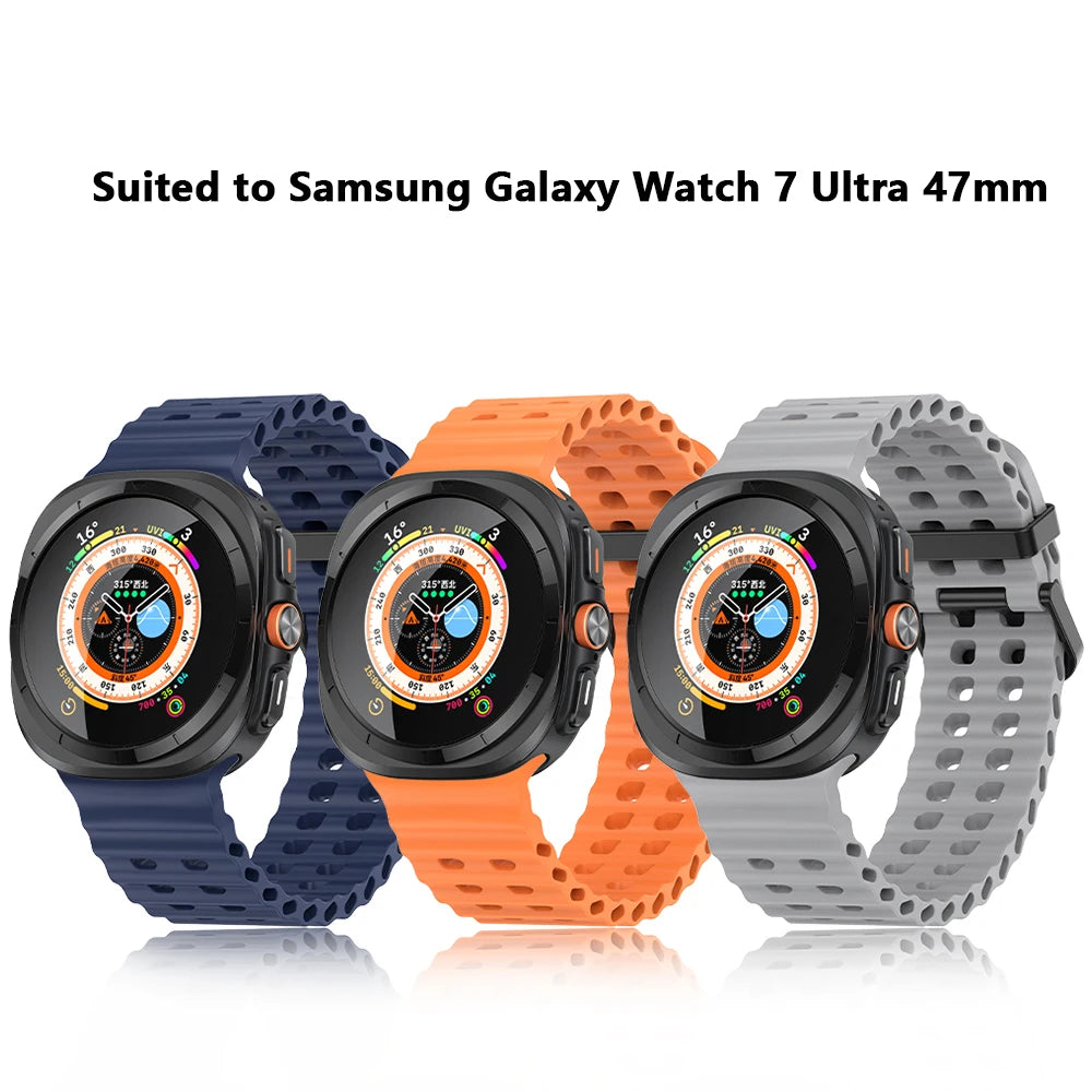 Silicone Strap for Samsung Galaxy Watch 7 Ultra 47mm Sports Correa Bracelet Watchband Band For Galaxy Watch 7 Ultra Accessories