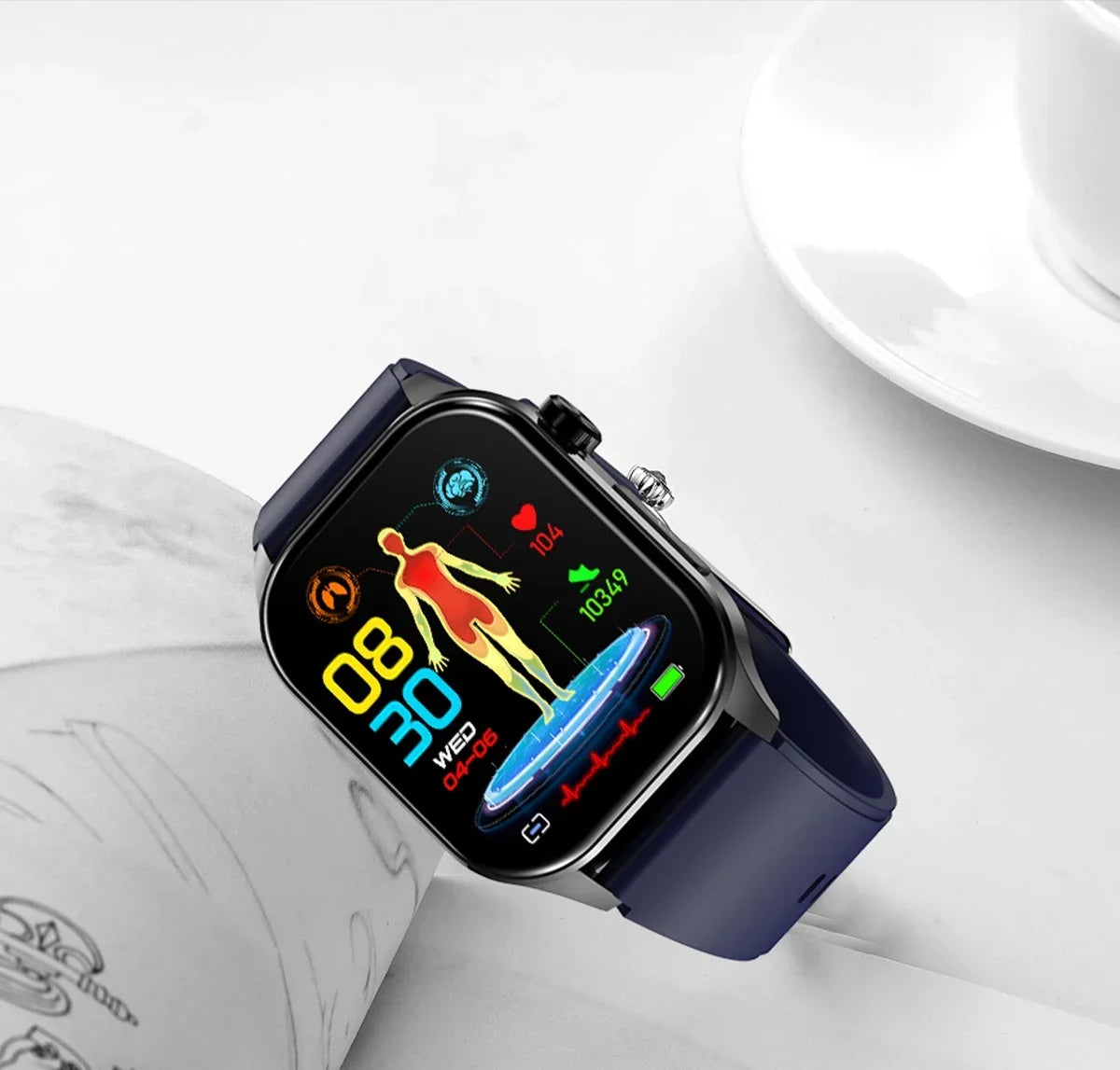 2024 AI Medical Diagnosis Blood Lipids Uric Acid Blood Glucose Smart Watch Men ECG+PPG Fitness Tracker Bluetooth Call smartwatch