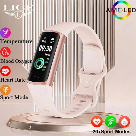 LIGE AMOLED Smart Watch Women 2024 Smart Band Men Heart Rate Monitor Smart Bracelet Sport Fitness Tracker Waterproof Smartwartch