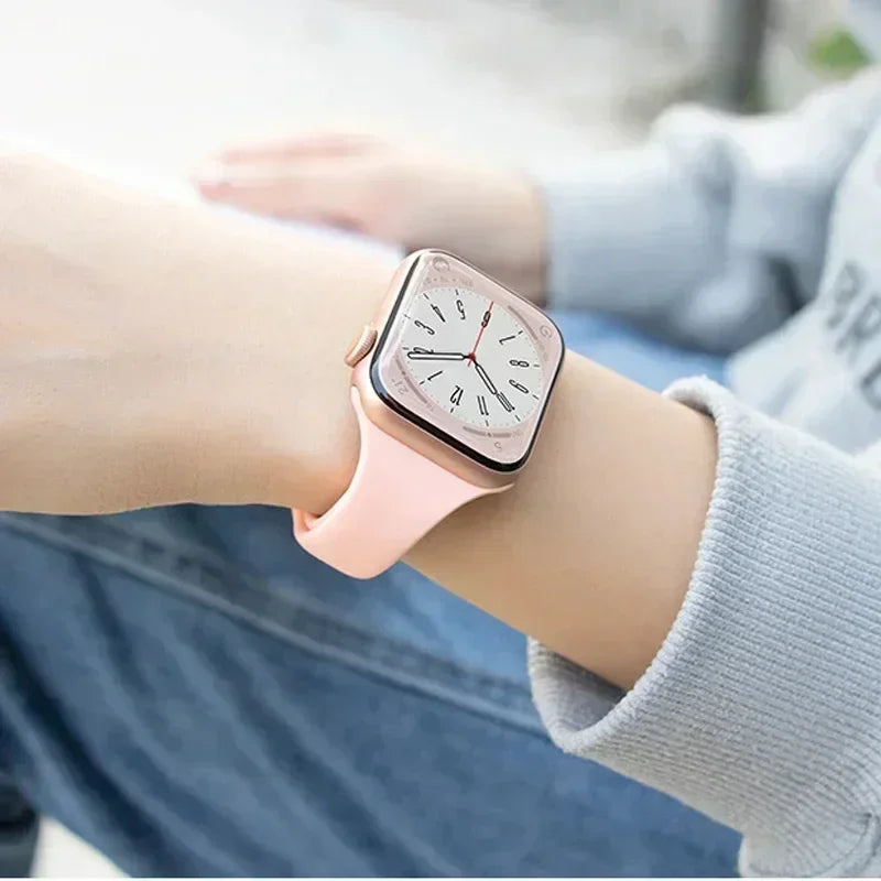 Slim Silicone Strap for Apple Watch 44mm Band 40 mm 45mm 38mm 40mm 49mm Bracelet iWatch Serie 8 7 6 5 SE 4 9 10 ultra 3 2 Correa