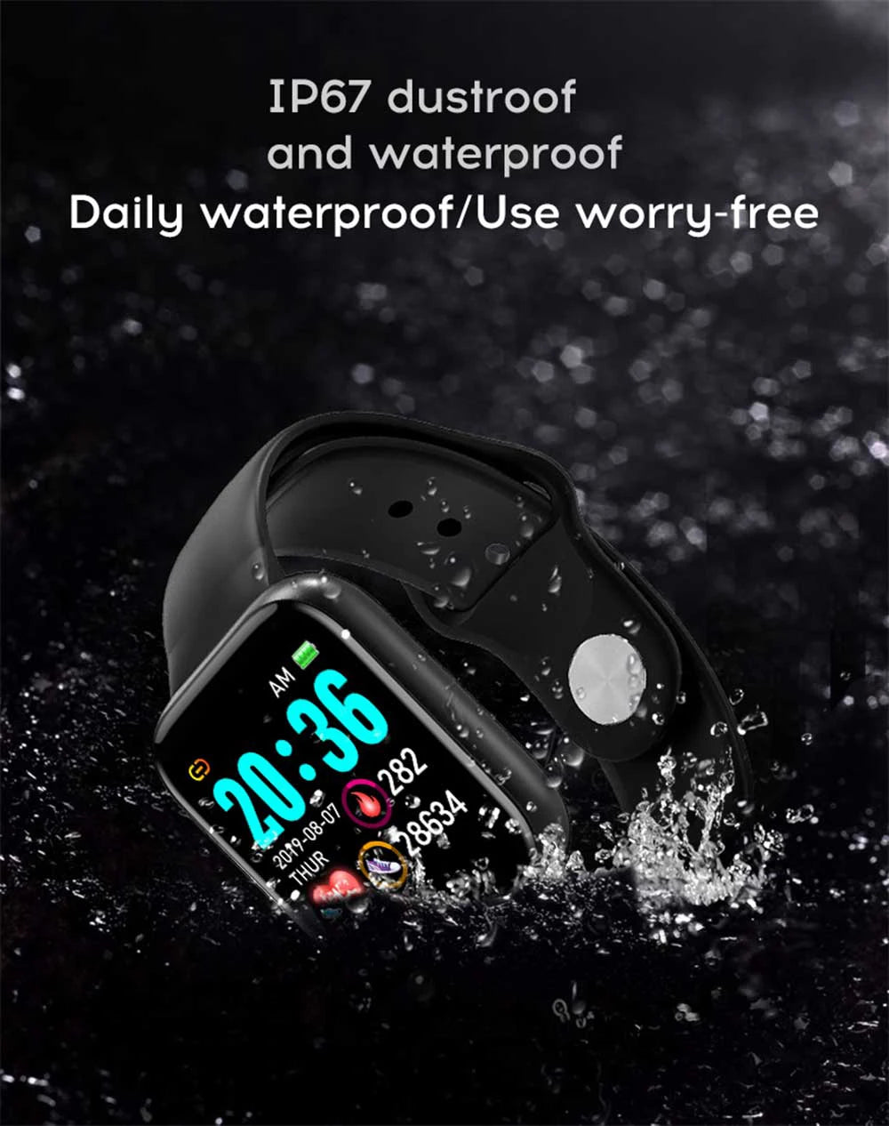 Y68 Smartwatch Fitness Bracelet Heart Rate Monitoring Reminder Step Counting Information Push Sleep Analysis D20 Sport Smartband