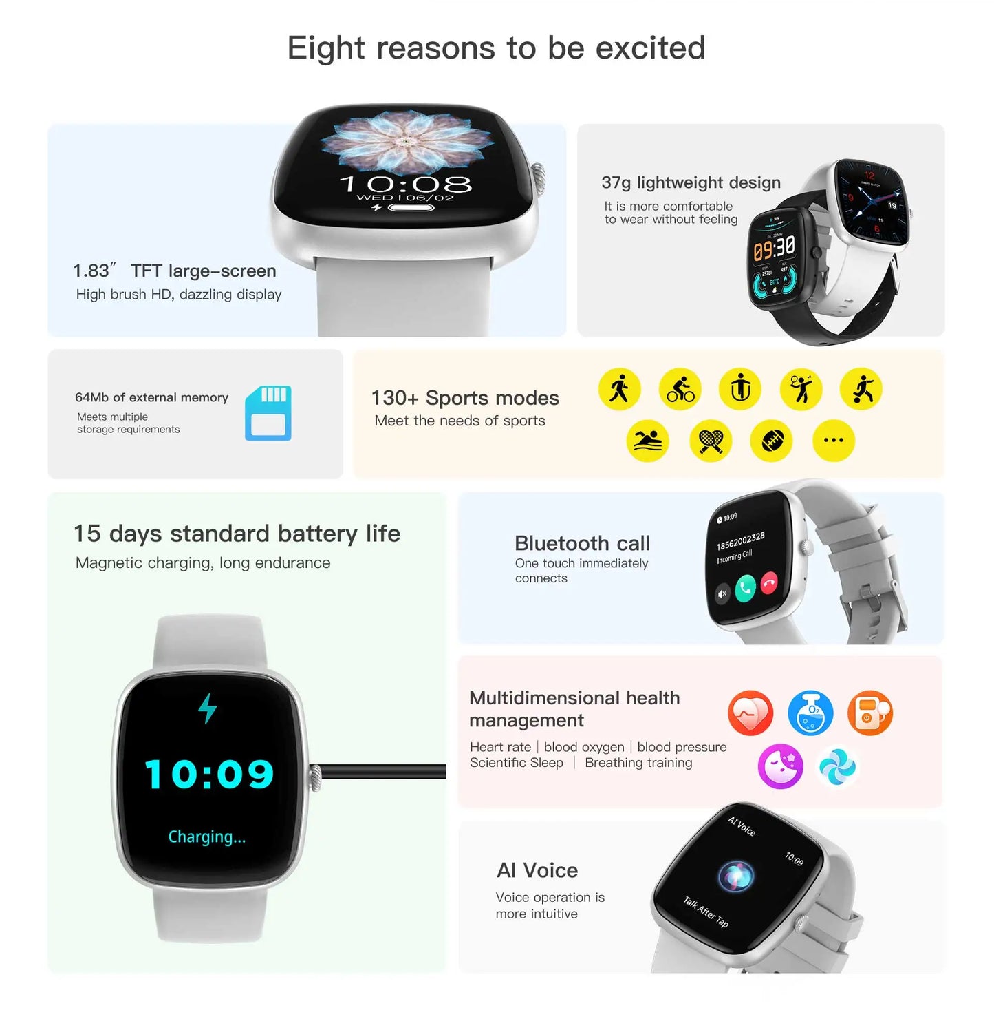 2024 New 1.83" Women Smartwatch Men Bluetooth Call Heart Rate Blood Oxygen Tracker Sport Smart Watch Women Men for IOS Androird