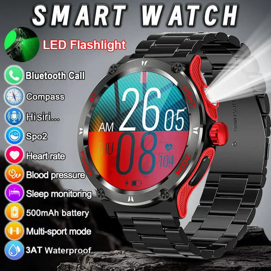 2024﻿ New For Xiaomi Outdoor Sports Smart Watch Men Compass LED light 3ATM Waterproof AI Voice Bluetooth Call Fitness Smartwatch