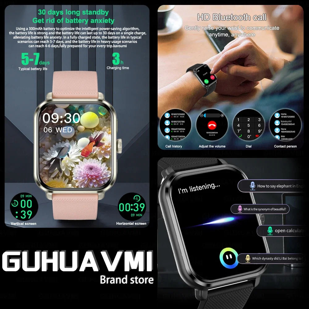 2024 GPS Blood Sugar Smart Watch Men Amoled Full Screen Touch Heart Rate Blood Oxygen Bluetooth Call Smartwatch For Android iOS