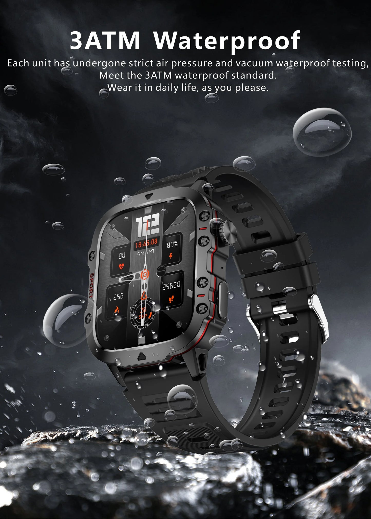 2024 New Outdoors Rugged Military Smart Watch Men Fitness Watches Ip68 Waterproof AI Voice Bluetooth Call Smartwatch For Xiaomi