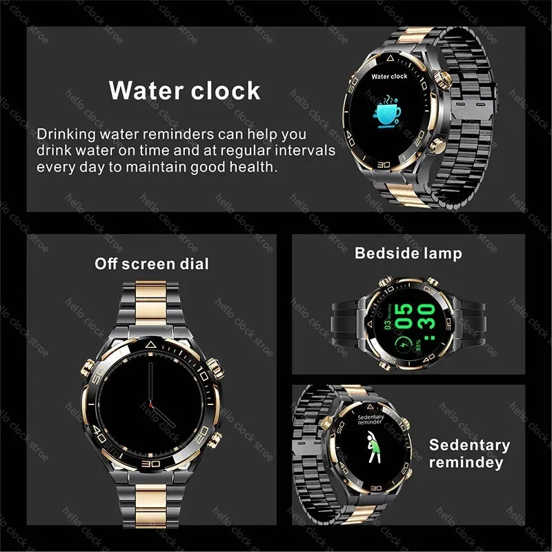 For Huawei Smartwatch 2024 4G ROM GPS Track Hello Clock NFC PPG Compass Bluetooth Call Music Smart Watch Men PK 3 plus GT4 Pro