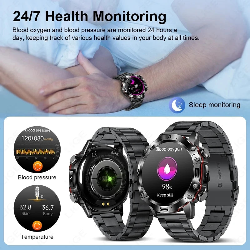 2024 Blood Sugar Smart Watch Men ECG PPG Body Temperature Health Tracker IP68 Waterproof Watches Men Bluetooth Call Smartwatch