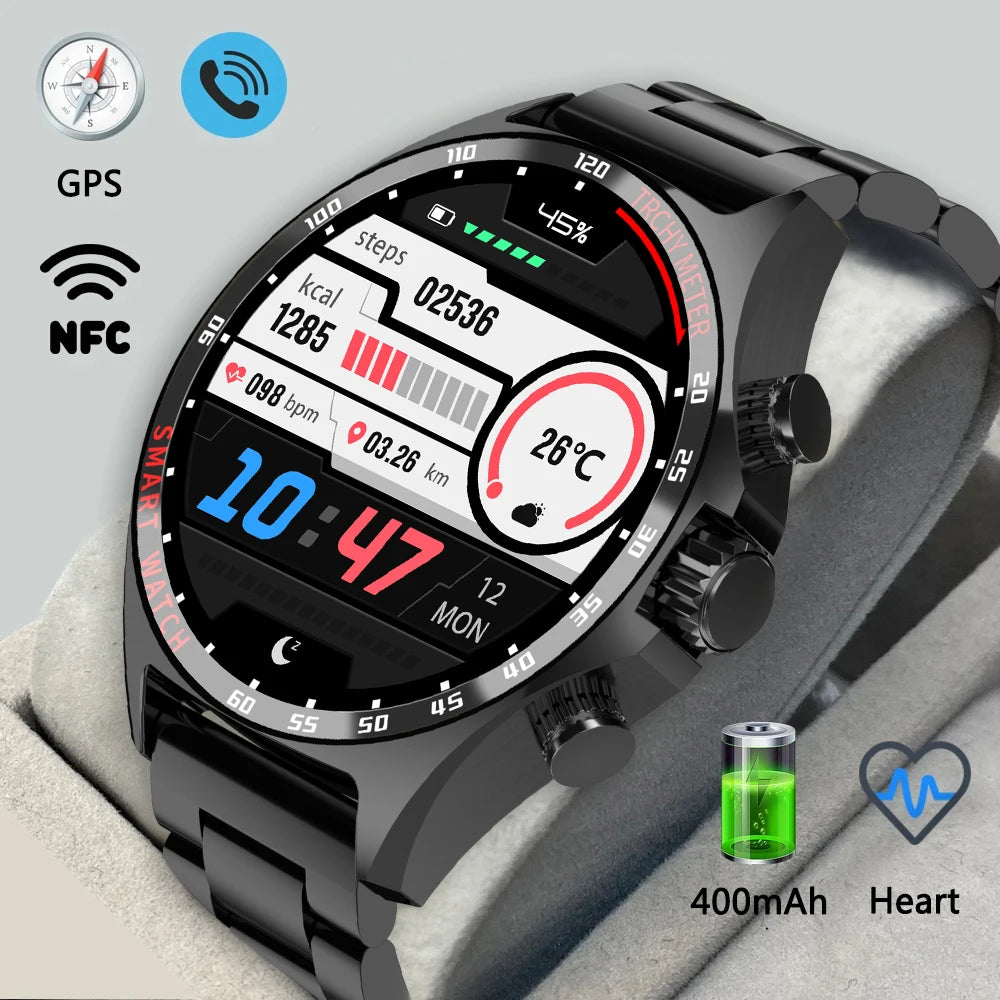 2024 New Smart Watch Men Original AMOLED HD Screen Outdoor Sports Fitness Tracker Compass Business NFC Bluetooth Call Smartwatch