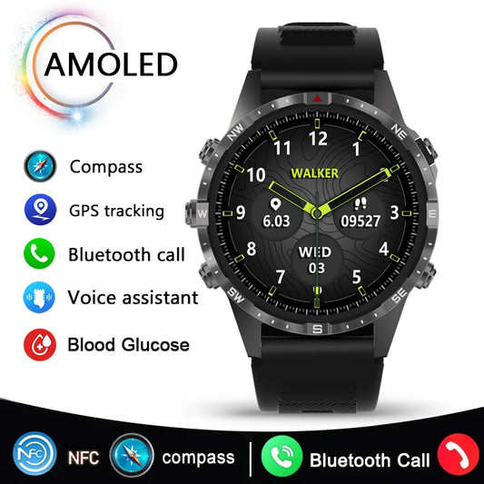 For Huawei Xiaomi 2024 New Bluetooth Call Smart Watch Men GPS Sports Compass IP68 Waterproof Rugged Military Smartwatches+Box